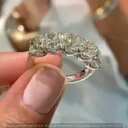 Cushion 5-Stone Moissanite Anniversary Band Ring Real 925 Sterling Silver 2.50Ct