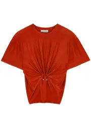 Rabanne Ruched Cropped Stretch-jersey T-shirt - Red - 40 (UK 12 / M) 40 (UK 12 / M)