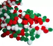 Pom poms christmas red green white pom pon balls 5/16" 8mm usa seller