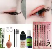 AU Individual Fake False Eyelashes Eye lashes Cluster extension Tweezer Glue Set