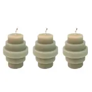 3x Urban Stacked 6cm Vanilla Scented Candle Home Fragrance Tabletop Decor Smoke