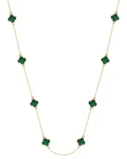 Gabi Rielle 14K Over Silver Malachite Clover Station Necklace
