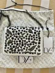 New Diane von Furstenberg mini crossbody white leather handbag,org $398