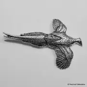 Pheasant in Flight Pewter Pin Brooch - British Hand Crafted - Shotgun Bird Hunt