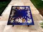 24" Square Lapis Stone Top Coffee Table Multi Precious Inlay Stone Home & Garden