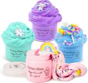 Soft and Non Sticky Fluffy Putty Slime Kits with Unicorn Candy Rainbow Charms...