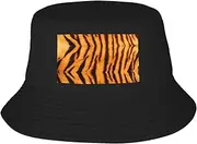 [FSCEV] Tiger Striped Pattern Adult Double-Layer Fisherman Hat Women Men Beach Sun Hat Travel Foldable Brim Fishing Black, Black, One size