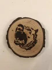2.5” Hand Burned Pyrography Magnet -Original Composition “Mad Dog”