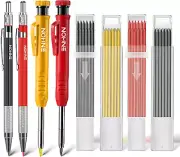"Pro Marking Set: 4 Mechanical Carpenter Pencils + 40 Refills & Scribe Tools"