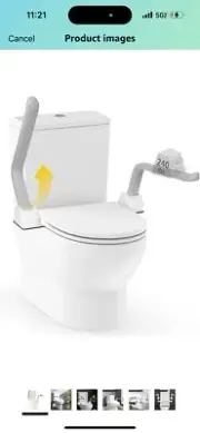 Toilet Safety Rail, Heavy Duty (480 LB) Armrest Hand Rail, Can be F...