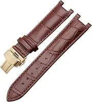 [NFGZFNMKYW] Notched Watchband Crocodile Grain Watch Strap Fit For GC Fit For Guess Fit For Pasha Leather Waterproof Wristband 20 * 11mm 22 * 13MM Men(A-brown-c-gold,20-12mm)