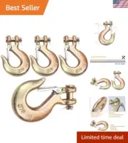 5/16 Inch G70 Clevis Safety Hooks, 4-Pack - Secure 14,000 lb Towing Capacity