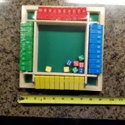 4 Players Shut The Box Dice Game Wooden Board Game for Kids Adult Tabletop 9"x9"