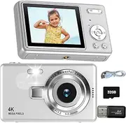 Digital Camera, 1080P 44MP Compact Cameras with 32GB Memory Card, Simple Digital Camera with Anti-shake,Portable Small Camera 2.4" LCD Screen Vlogging Camera for Kids 6-16 Beginner Student