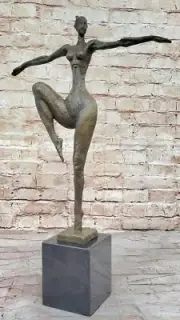 Original Signed Bronze Nude Female Fertility Goddess Statue Sculpture Abstract