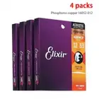 4Pack Elixir Acoustic Guitar 6 Strings Set Phosphor Bronze Light 12-53 16052