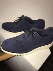 Cole Haan Men's 2.Zerogrand Navy Suede Unlined Laser Wingtip Oxford Shoes 8.5