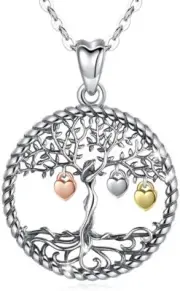 Tree of Life Necklace Sterling Silver Family Tree Heart Pendant Charm Jewelry 18