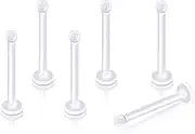 [BYB Jewelry] 5-Pack Clear Bioflex Flat Top Nose Ring Bone Retainers (18 Gauge (1mm))