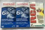 3 VHS VCR Blank Recording Video Tapes RCA T-120H & Maxwell Standard Grade Sealed