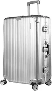 [Bestar] 28" Luggage Trolley Travel Suitcase Set TSA Carry On Lightweight Aluminum Silver