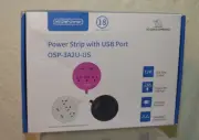 NTONPOWER Power Strip B 3 Outlet 2 USB Port Extension Cord Flat Plug OSP-3A2U-US