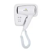 Dolphy Low Noise Wall Mounted Hair Dryer 1200W - White ABS Plastic, Quiet Operation, Dual Voltage Shaver Socket