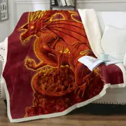 Fantasy Art Scary Human Skulls Red Dragon Throw Blanket