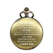 to My Son Quartz Bronze Pocket Watch - Graduation Gifts for Him - Personalize...