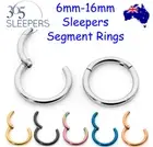 1 Pair 365 Sleepers 16G Steel Hinged Hoop Huggie Segment Ear Nose Ring Earrings