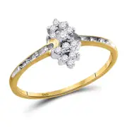 10k Yellow Gold Round Prong-set Diamond Small Cluster Ring 1/8 Cttw
