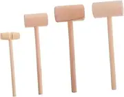 HONITANO 4pcs Wooden Crab Mallet Lightweight Seafood Hammer for Cracking Lobster Oysters Shellfish Safe Beechwood Design for Cakes DIY Projects