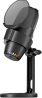 zolyet USB Microphone Computer Mic Kit with Tripod Noise Reduction Plug & Play One Key to Mute for Gaming/Meeting/Live Streaming/Audio/Video Compatible with iOS/Android/Windows/PS5/LI - Black