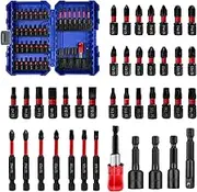 40 pcs impact screwdriver bit set with rugged housing, S2 steel, 1" and 2" long impact drill bits with retractable bit holder and magnetic nut driver for electric screwdrivers and drill drivers