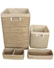 Baum Prestwick Natural 5pc Hamper and Bath Storage Set