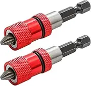 Saipe 2pcs Adjustable Screw Depth Screwdriver Bit Holder Magnetic Steel Screwdriver Drywall Bit 1/4 Inch Hex Shank with S2 Phillips 2 Screw Driver Bits
