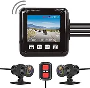 VSYSTO Motorcycle Dash cam,All Waterproof,150 Degree Fish Eye,Motorbike Recording Camera DVR,with 2'' Screen,Dual 1920x 1080P Front and Rear Camera Driving Recorder,WDR,Rear Mirror Image