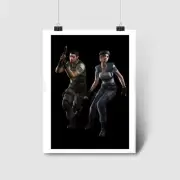 Jill Valentine & Chris Redfield Residence Evil Remake Poster | High Quality