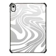 iPad 10.9-inch (10th gen) iPad Impact Case Marble Transparent Trippy Wavy Swirl White Spiral Warp Twirl Retro 70s Psychedelic Acid Groovy Abstract Pattern