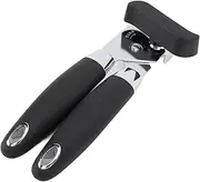 Handheld Can Opener, Blade Stainless Steel Comfortable Grip Can Bottle Opener for Household (Black Plastic Handle)
