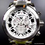 Invicta Corduba Skull Collection Skeletonized Chronograph Steel Silver Watch New