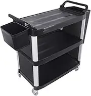 SOGA 3 Tier Covered Food Trolley Food Waste Cart Storage Mechanic Kitchen with Bins