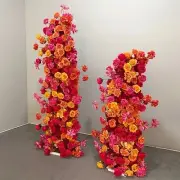 Luxury 5D Pink Rose Hydrangea Orchid Wedding Backdrop Arch Decor Floral Flowers