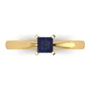 0.5 ct Princess Cut Sapphire Gemstone Soliaire Engagement Ring, Yellow Gold
