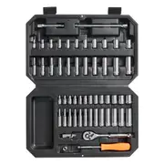 Socket Set, 1/4 Inch Drive Socket and Ratchet Set, 6-Point Socket Opening, 54 Pieces Tool Set SAE and Metric, Deep and Standard Sockets, 5/32-9/16 in, 4-14 mm, with Accessories, Storage