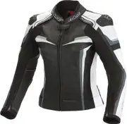 Büse Mille, leather jacket women , color: Black/White/Grey , size: 20
