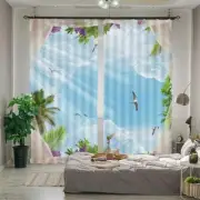 Seabirds Fly Freely Sky 3D Blockout Photo Print Curtain Fabric Curtains Window