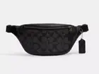 Coach Charcoal/Black Warren Mini Signature Canvas & Leather Belt Bag (CJ707) NWT