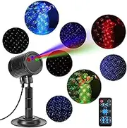 Christmas Projector Lights Outdoor Laser Lights Holiday Projector Lights with Remote Red Green Blue 3 Color Laser Motion Firefly Garden Star Projector Light for Garden Festival Party Christmas