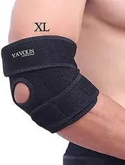 Elbow Support,Adjustable Tennis Elbow Support Brace, Great For Sprained Elbows, Tendonitis, Arthritis,basketball，Baseball,Golfer's Elbow Provides Support & Ease Pains XL (Black Longer)